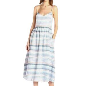 Mara Hoffman Stripe Midi Tank Dress Womens 12 Blue Pink White Organic Cotton